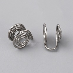 Stainless Steel Color Rainbow Color 304 Stainless Steel Spiral Pad Cuff Earrings, Wire Wrap Jewelry for Non-pierced Ears, Stainless Steel Color, 12x10x7.5~8mm