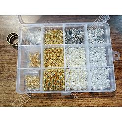 Mixed Color Olycraft DIY Jewelry Making Finding Kit, Including No Hole/Undrilled Imitation Pearl Acrylic & ABS Plastic Round Beads, Iron & Alloy & Brass Bead Caps, Brass Ring, Mixed Color, 781pcs/set