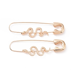 Light Gold Alloy Safety Pin with Snake Hoop Earrings for Women, Light Gold, 50x14x3mm, Pin: 0.6mm