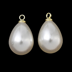 Light Gold Подвески из АБС-пластика с жемчугом, слеза, с петлей из сплава, золотой свет, 22x13 мм, отверстие : 1.6 мм