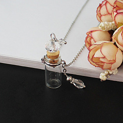 Clear Glass Pendant Necklaces, for Necklace Making, Clear, 1.1x2.2cm