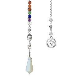 Opalite Opalite Dowsing Pendulum Big Pendants, Undyed, with Platinum Plated Brass Findings, Cone Charm, 230mm