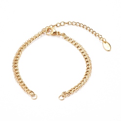 Golden Two-Layer 304 Stainless Steel Curb Chain & Brass Cable Chain Bracelet Making, with 304 Stainless Steel Curb Chain Extender and Jump Rings, Golden, 5-7/8 inch(15cm)