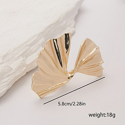 Лист Преувеличенные кольца из цинкового сплава для женщин, золотые, гинкго лист, 58 мм
