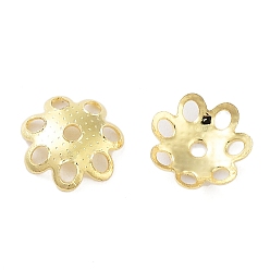 Real 18K Gold Plated 316 Stainless Steel Bead Cap, Flower Multi-Petal, Real 18K Gold Plated, 7x7x1.5mm, Hole: 1mm