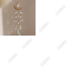 Солнце 1Металлические подвесные украшения в виде луны, конусные стеклянные ловцы солнца с кисточками для уличного украшения сада, солнце, 450 мм