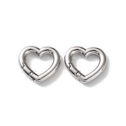 Stainless Steel Color 304 Stainless Steel Spring Gate Clasps, Heart, Stainless Steel Color, 16x17.5x3mm