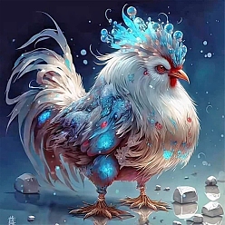 Chick Chinese Zodiac Signs DIY 5D Diamond Painting Kits, including Resin Rhinestones, Diamond Sticky Pen, Tray Plate and Glue Clay, Chick, 300x300mm
