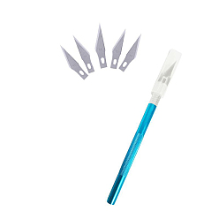 Темно-Голубой Набор ножей для резьбы по алюминию из кожи, с запасными лезвиями из сплава, для прикладного искусства, глубокое синее небо, 14x0.8 см