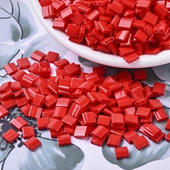 (TL408) Opaque Red MIYUKI TILA Beads, Japanese Seed Beads, 2-Hole, (TL408) Opaque Red, 5x5x1.9mm, Hole: 0.8mm, about 118pcs/bottle, 10g/bottle