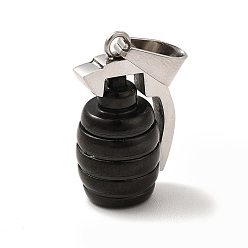 Electrophoresis Black 304 Stainless Steel Pendants, Grenade Charms, Electrophoresis Black, 25x14x12mm, Hole: 9x4mm