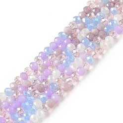 Colorful Glass Beads Strands, Faceted, Abacus, Colorful, 4x3mm, Hole: 1mm, about 136~147pcs/strand, 17.44''(44.3cm)