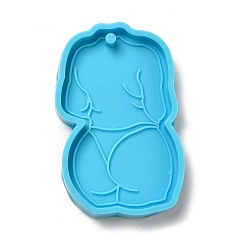 Human Mother's Day Girl's Back Silicone Pendant Molds, Keychain Pendnat Molds for UV Resin, Epoxy Resin Jewelry Making, Human, 74.5x46x8.5mm, Hole: 3.9mm, Inner Diameter: 70x42.5mm