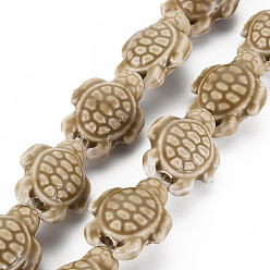 Chameau Brins de perles en céramique de porcelaine faites à la main, famille rose de style, tortue, chameau, 19.5x15x8mm, Trou: 1.8mm, Environ 17~18 pcs/chapelet, 11.42~12.24 pouce (29~31.1 cm)