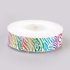 Colorful Polyester Grosgrain Ribbon, Colorful, 25mm, 100yards/roll(91.44m/roll)