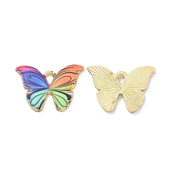 Colorful Alloy Enamel Pendants, Light Gold, Cadmium Free & Nickel Free & Lead Free, Butterfly Charm, Colorful, 15x21.5x1.5mm, Hole: 2x3mm