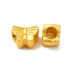 Matte Gold Color Rack Plating Alloy European Beads, Large Hole Beads, Butterfly, Matte Gold Color, 9x12.5x8.5mm, Hole: 5mm
