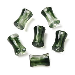 Dark Green Transparent Acrylic Beads Gradient Effect, Bamboo Joint, Dark Green, 12.5x7.5mm, Hole: 1.8mm, 1020pcs/500g