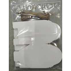White Square Foldable Creative Kraft Paper Box, with Jute Twine, White, 9x9x6cm, 16pcs