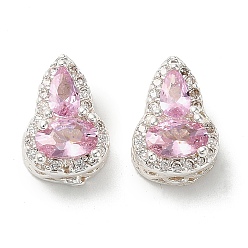 Бледно-Розовый Латунные микро проложить кубического циркония бусы, Горлянка, 925 серебро покрытием, розовый жемчуг, 12.5x8.5x6.5 мм, отверстие : 1.2 мм