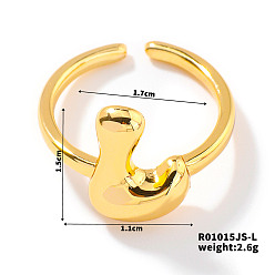 Letter L Модные латунные открытые манжеты для женщин с буквенным принтом, золотые, европейский и американский стиль, Письмо L, внутренний диаметр: 17 мм
