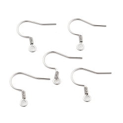 Нержавеющая Сталь Цвет 304 нержавеющей стали серьги крюков, провод уха, с горизонтальной петлей, цвет нержавеющей стали, 17~18x18~20x2 мм, отверстие : 2 мм, 21 датчик, штифты : 0.7 мм