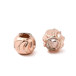 Розовое Золото Рифленые круглые латунные бусины, долговечный, стойки покрытие, без свинца и без кадмия, розовое золото , 3x2 мм, отверстие : 1.2 мм