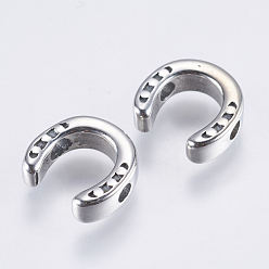 Antique Silver 304 Stainless Steel Beads Frame, Horseshoe, Antique Silver, 10x9.5x3mm, Hole: 2mm