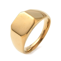 Настоящее золото 18K 304 кольца для пальцев из нержавеющей стали для женщин, прямоугольные, реальный 18 k позолоченный, 9.5 мм, внутренний диаметр: 17 мм