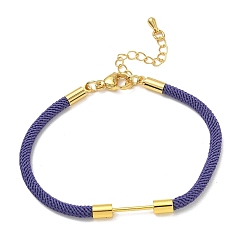 Slate Blue Nylon Cord Bracelet Making, with Brass Beadable Bar, Golden, Slate Blue, 6.89x0.16 inch(17.5x0.4cm)