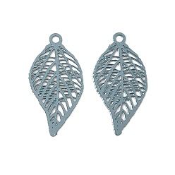 Небесно-голубой Аэрозольная краска 430 подвески из нержавеющей стали, лист, голубой, 19x9.5x0.3 мм, отверстие : 1.2 мм