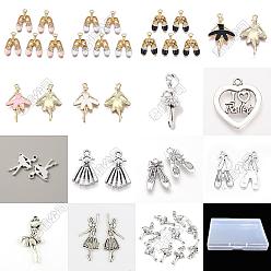 Couleur Mélangete 48 pcs 15 styles pendentifs en émail en alliage de placage en rack, avec strass cristal, couleur mixte, 20~32x10~21x1~4mm, Trou: 1.2~2mm