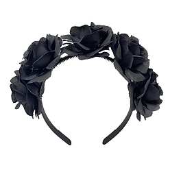 Black Halloween Theme Cloth Hair Bands, Rose, Black, 150x120mm
