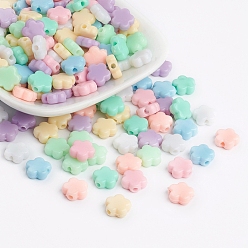 Mixed Color Opaque Acrylic Beads, Flower Beads, Mixed Color, 9x9.5x4mm, Hole: 2mm, about 2270pcs/500g