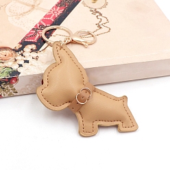 Bisque Dog Pu Leather Keychain for Women, Car Charm Bag Pendant, Bisque, 8x8.5cm