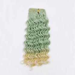 Dark Sea Green High Temperature Fiber Long Instant Noodle Curly Hairstyle Doll Wig Hair, for DIY Girl BJD Makings Accessories, Dark Sea Green, 7.87~9.84 inch(20~25cm)