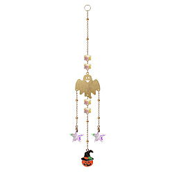 Star Halloween Glass Flower Big Pendant Decorations, Ghost Hanging Sun Catchers, Home Decoration, Star, 290mm