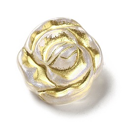 Clear UV Plating Acrylic Beads, Golden Metal Enlaced, Flower, Clear, 16x9.5mm, Hole: 1.6mm, about 450pcs/500g