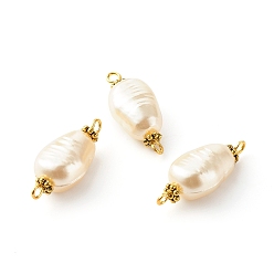 Antique Golden Acrylic Links, with Acrylic Imitation Pearl Beads, Iron Pins and Alloy Spacer Beads, White, Antique Golden, 25x10.5x8mm, Hole: 1.6mm