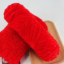 Orange Red Wool Chenille Yarn, Velvet Hand Knitting Threads, for Baby Sweater Scarf Fabric Needlework Craft, Orange Red, 3mm, about 87.49 Yards(80m)/Skein