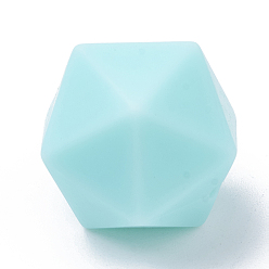 Pale Turquoise Food Grade Eco-Friendly Silicone Focal Beads, Chewing Beads For Teethers, DIY Nursing Necklaces Making, Icosahedron, Pale Turquoise, 16.5x16.5x16.5mm, Hole: 2mm