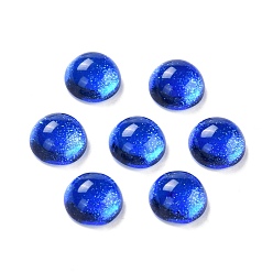 Синий Стеклянные кабошоны с гальванического покрытием, полукруглый, синие, 6x3 мм
