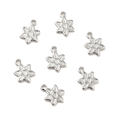 Platin Farbe Rack Überzug Messing Charme, langlebig überzogen, cadmiumfrei und bleifrei, Blume, Platin Farbe, 9x6.5x1 mm, Bohrung: 1 mm