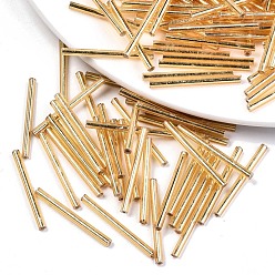 Golden Plated Electroplate Glass Bugle Beads, Round Hole, Metallic Colours, Golden Plated, 30x2.5mm, Hole: 1mm, about 1500pcs/bag