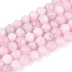 Pink Окрашенные природные белый нефрит бисер пряди, круглые, граненые, розовые, 4~4.5 мм, отверстие : 1 мм, около 86~96 шт / нитка, 14.69~14.96'' (37.3~38 см)