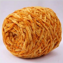 Dark Orange Wool Chenille Yarn, Velvet Cotton Hand Knitting Threads, for Baby Sweater Scarf Fabric Needlework Craft, Dark Orange, 5mm, 95~100g/skein