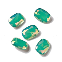 Pacific Opal Light AB Style K9 Glass Rhinestone Cabochons, Pointed Back & Back Plated, Octagon Rectangle, Pacific Opal, 14x10x5mm
