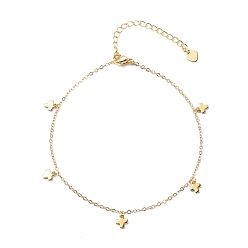 Golden 201 Stainless Steel Cross Charm Anklets, with Brass Cable Chains, Golden, 23x0.15cm