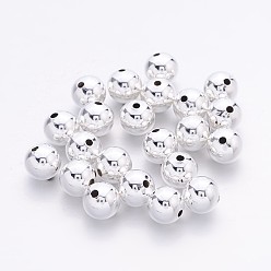 Silver Brass Beads, Seamless Round Beads, Silver Color Plated, about 6mm in diameter, hole: 2.5mm