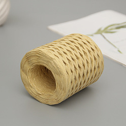 Moccasin Raffia Ribbon, Packing Paper String, Raffia Twine Paper Cords for Gift Wrapping and Weaving, Moccasin, 3~4mm, about 218.72 Yards(200m)/Roll